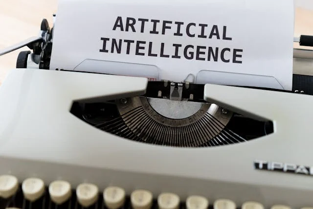 Panfleto blanco que dice "Artificial Intelligence" en texto negro